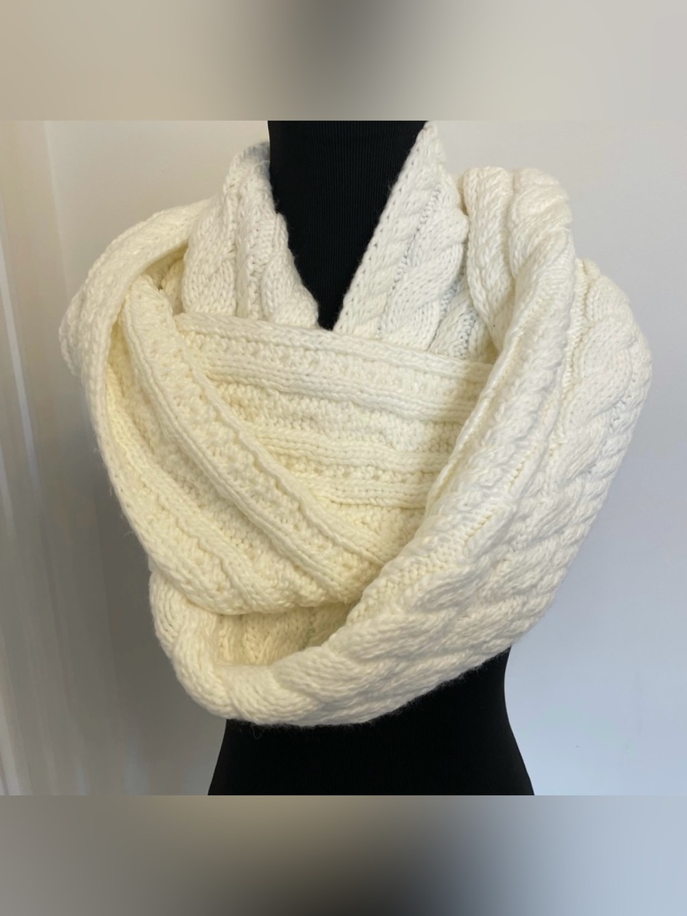 Michael Kors Cream Cable Knit Infinity Scarf
